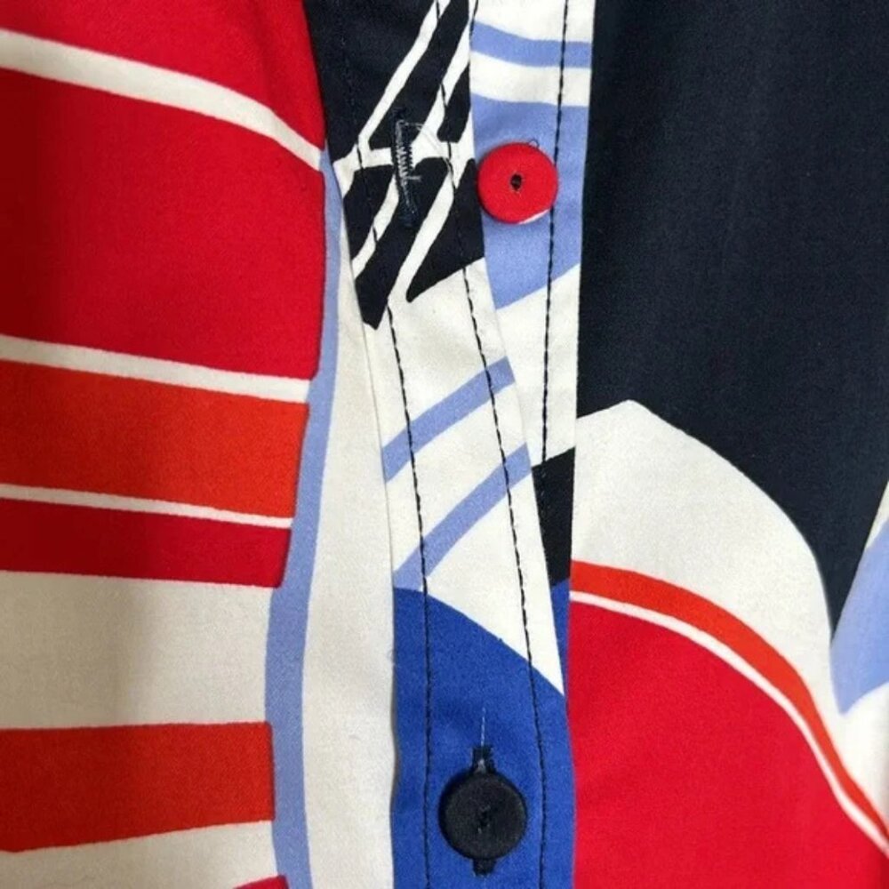 Talbots Nautical Print Belted Button Down Dress 2… - image 3